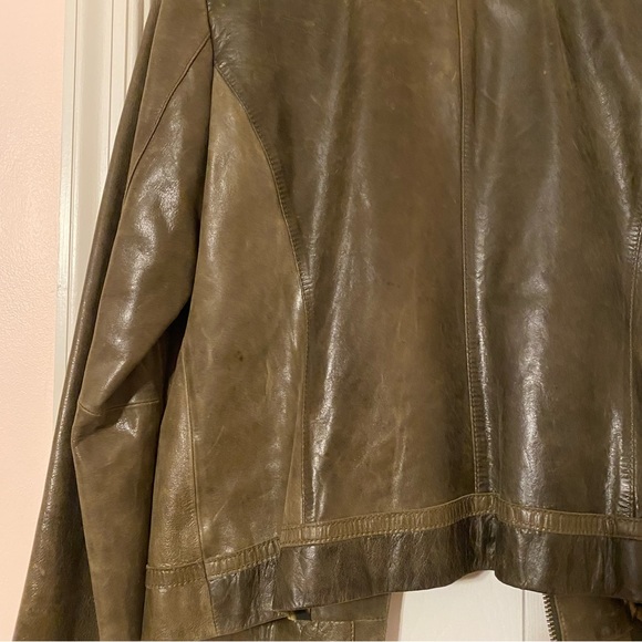 Olive Leather Jacket - Laundry by Shelli Segal - Picture 7 of 8